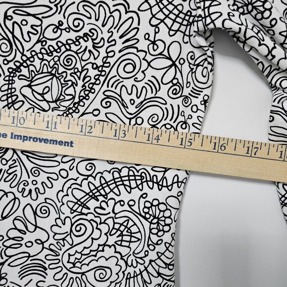 Tory Burch Mini Dress Women's XS Black White Doodle Print 100% Pima Cotton EUC - Picture 7 of 8